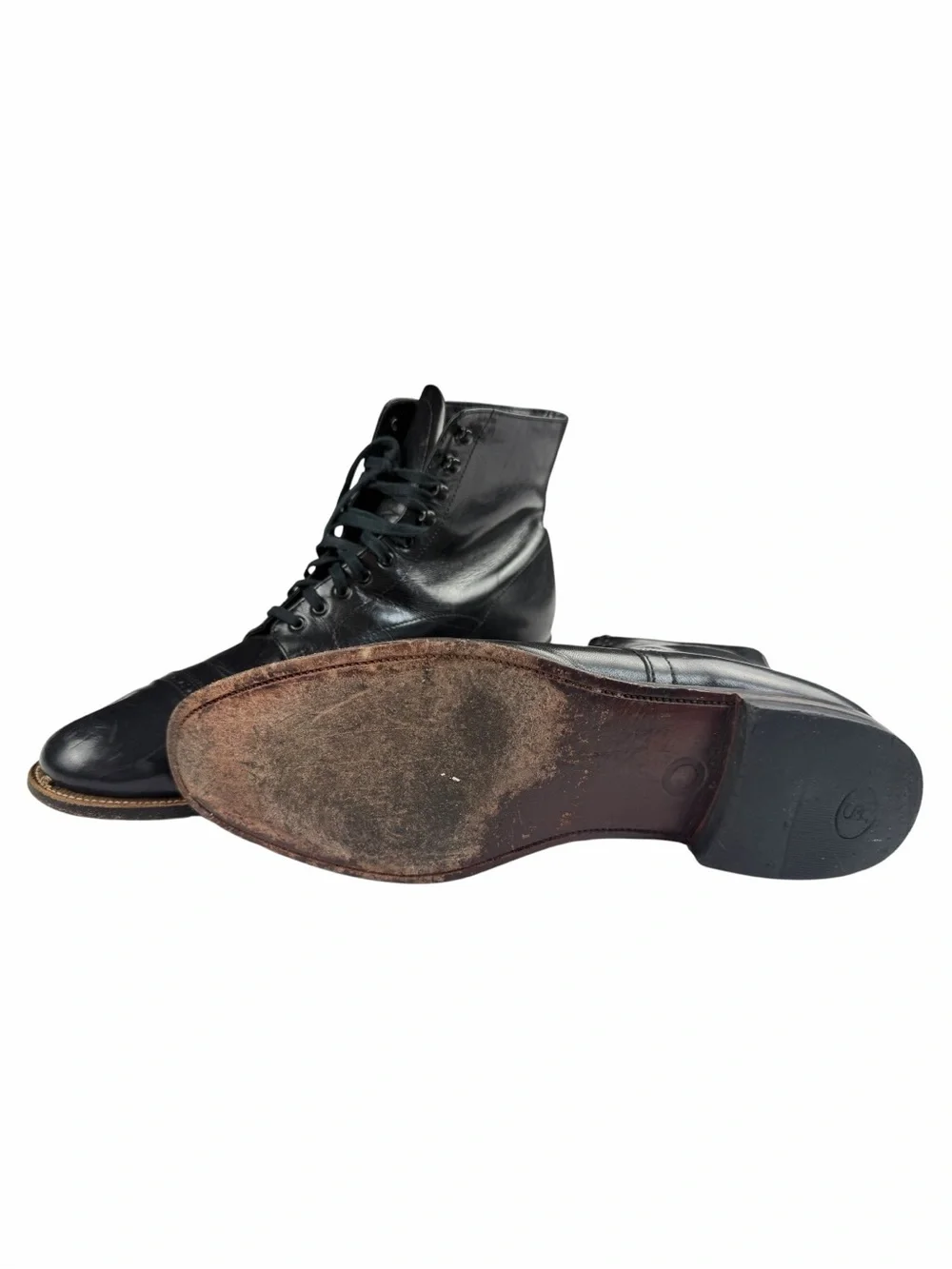 Stacy Adams Men’s Cap Toe Leather Lace Up Boots In Black Size 9.5 2E Wide Width
